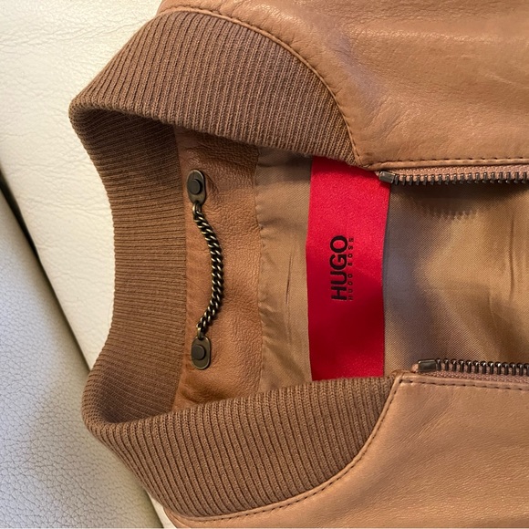 Hugo boss leather jacket light brown - Picture 4 of 11